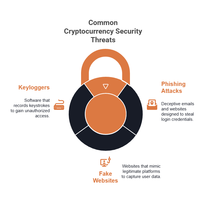 An image shows common crypto security threats.